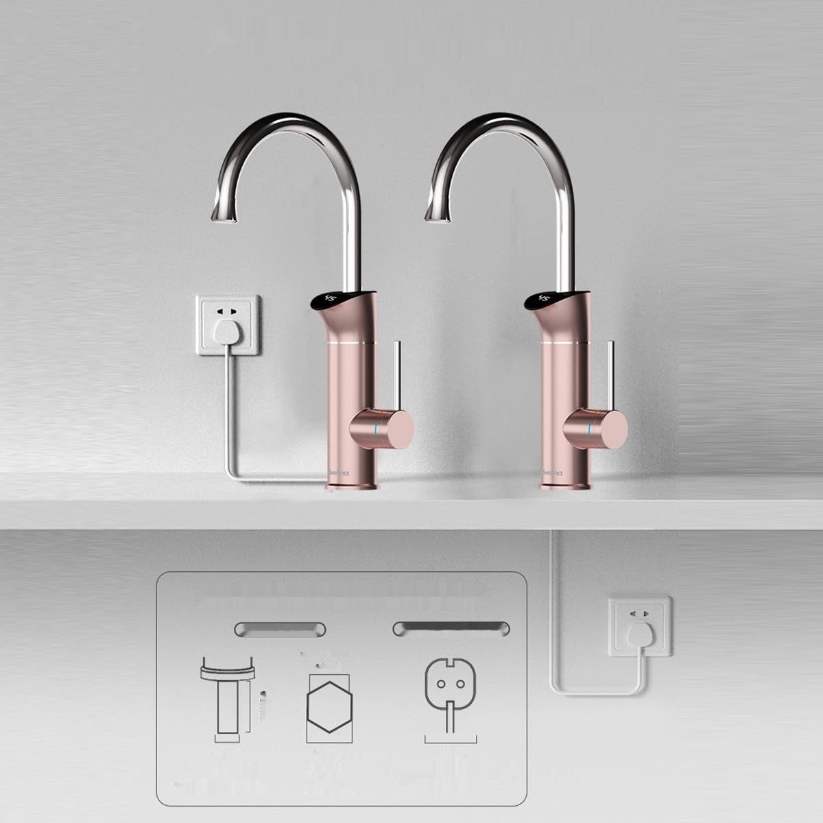 Natychmiastowy kran z ciepłą wodą z wyświetlaczem cyfrowym