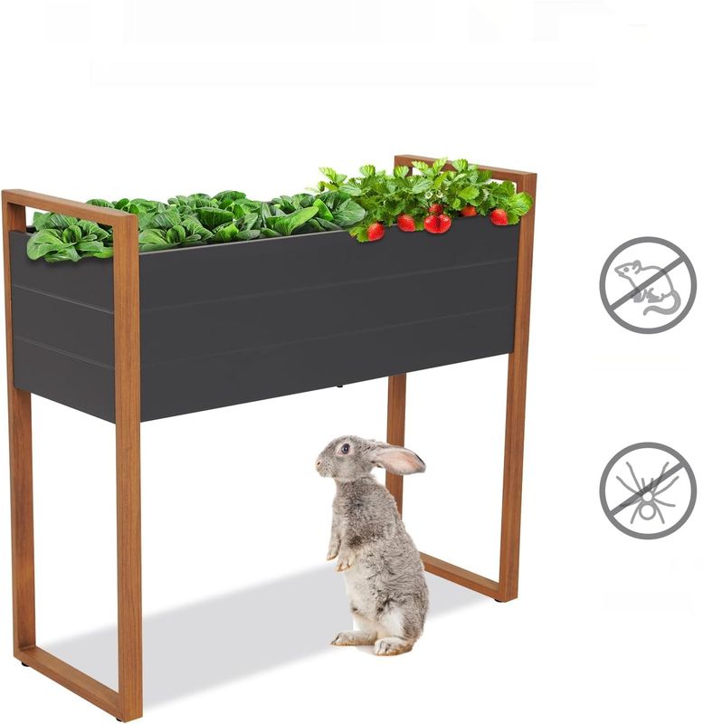 Grand patio podwyższana donica metalowa, czarna, 100 x 44 x 40 cm