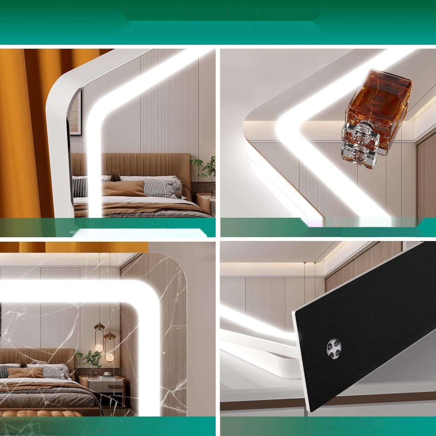 Hasipu lusterko do makijażu z oświetleniem, 55 x 45 cm