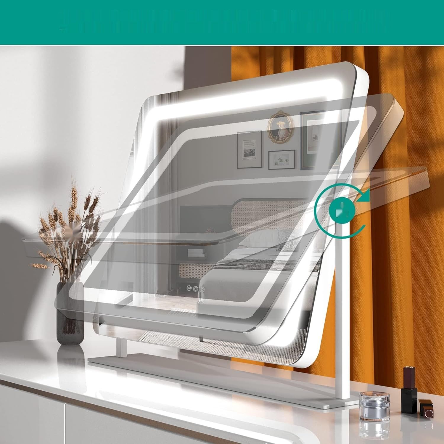 Hasipu lusterko do makijażu z oświetleniem, 55 x 45 cm