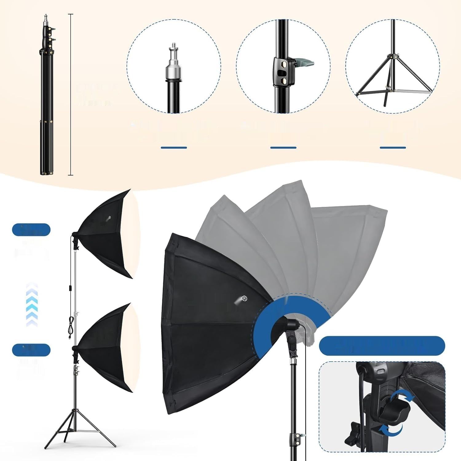 EMART Softbox Kit oświetleniowy 65 cm, LED 135 W, 3000–6500 K