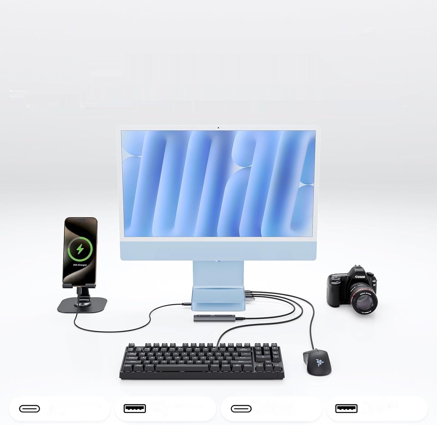 PULWTOP 11‑w‑1 Hub USB‑C do iMac 24'' (2021/2023/2024) z obsługą M.2 SSD