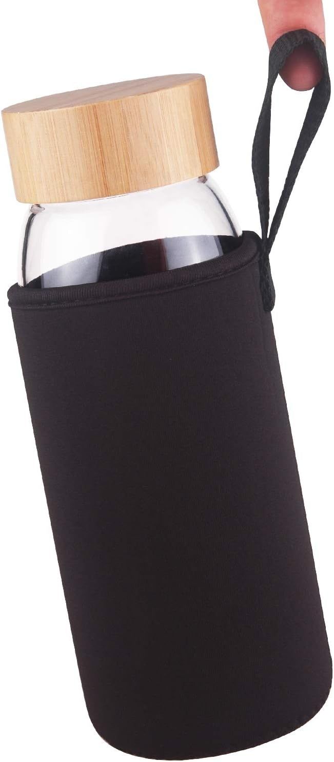 ZMIENICZ FOTO CZARNY!!!!!!!! Szklana butelka na wodę z borokrzemianowego szkła, szklany bidon z ne­