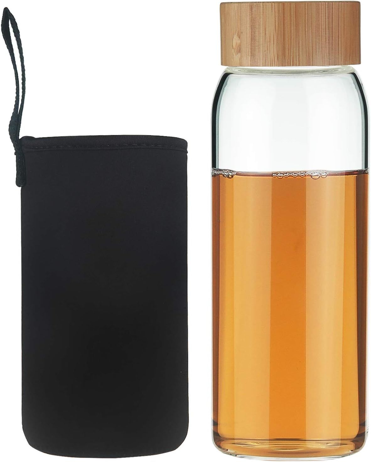 ZMIENICZ FOTO CZARNY!!!!!!!! Szklana butelka na wodę z borokrzemianowego szkła, szklany bidon z ne­