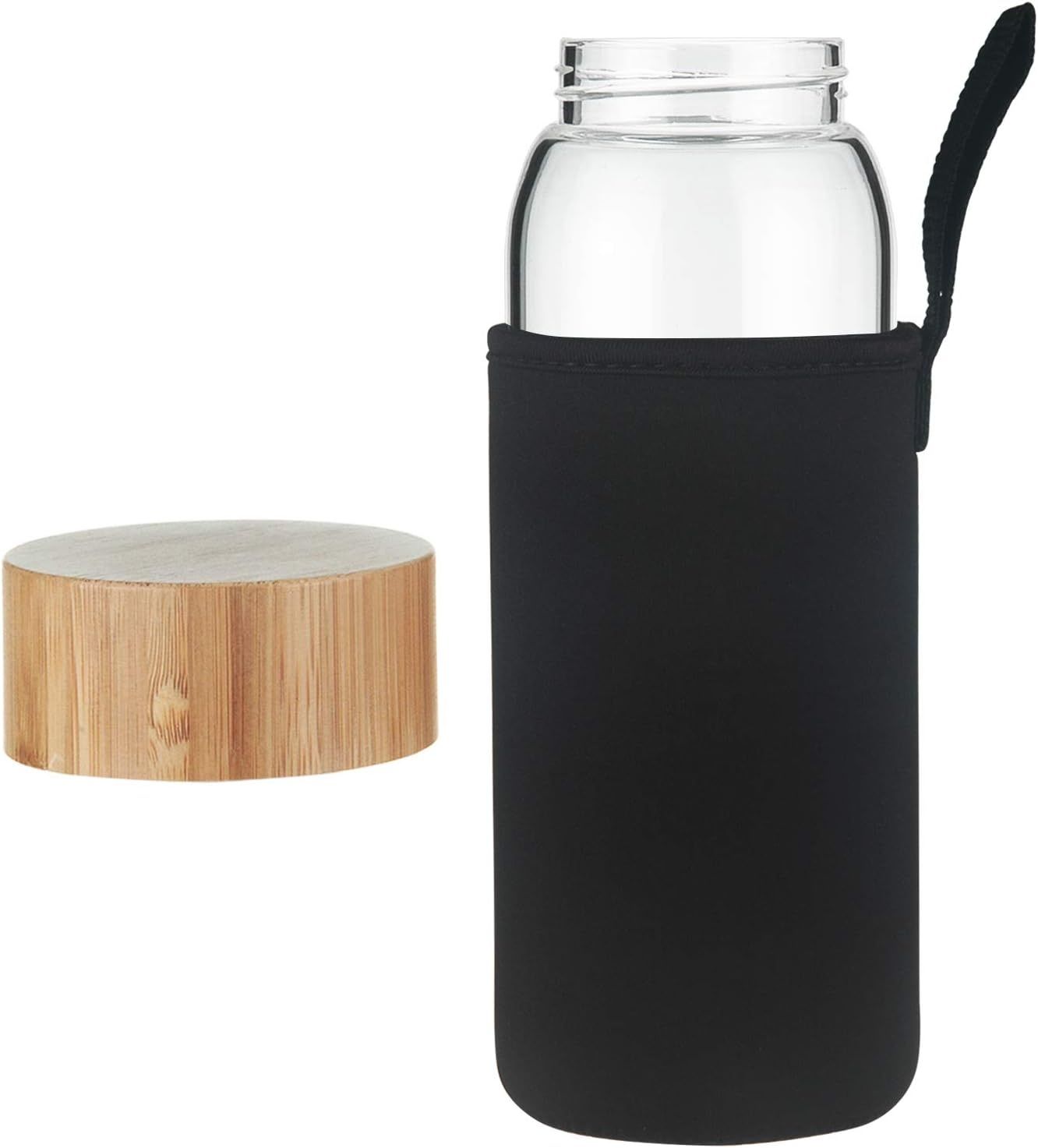 ZMIENICZ FOTO CZARNY!!!!!!!! Szklana butelka na wodę z borokrzemianowego szkła, szklany bidon z ne­