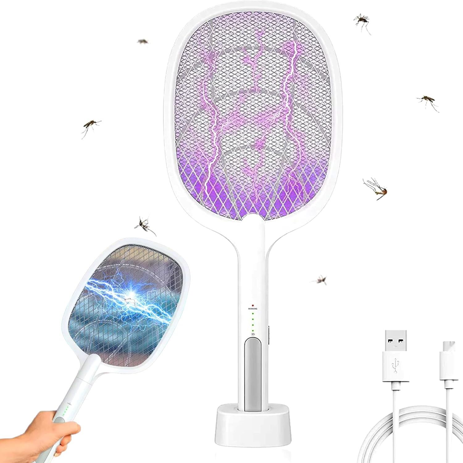 Elektryczna łapka na muchy USB, bezprzewodowa ładowalna lampa UV, pułp