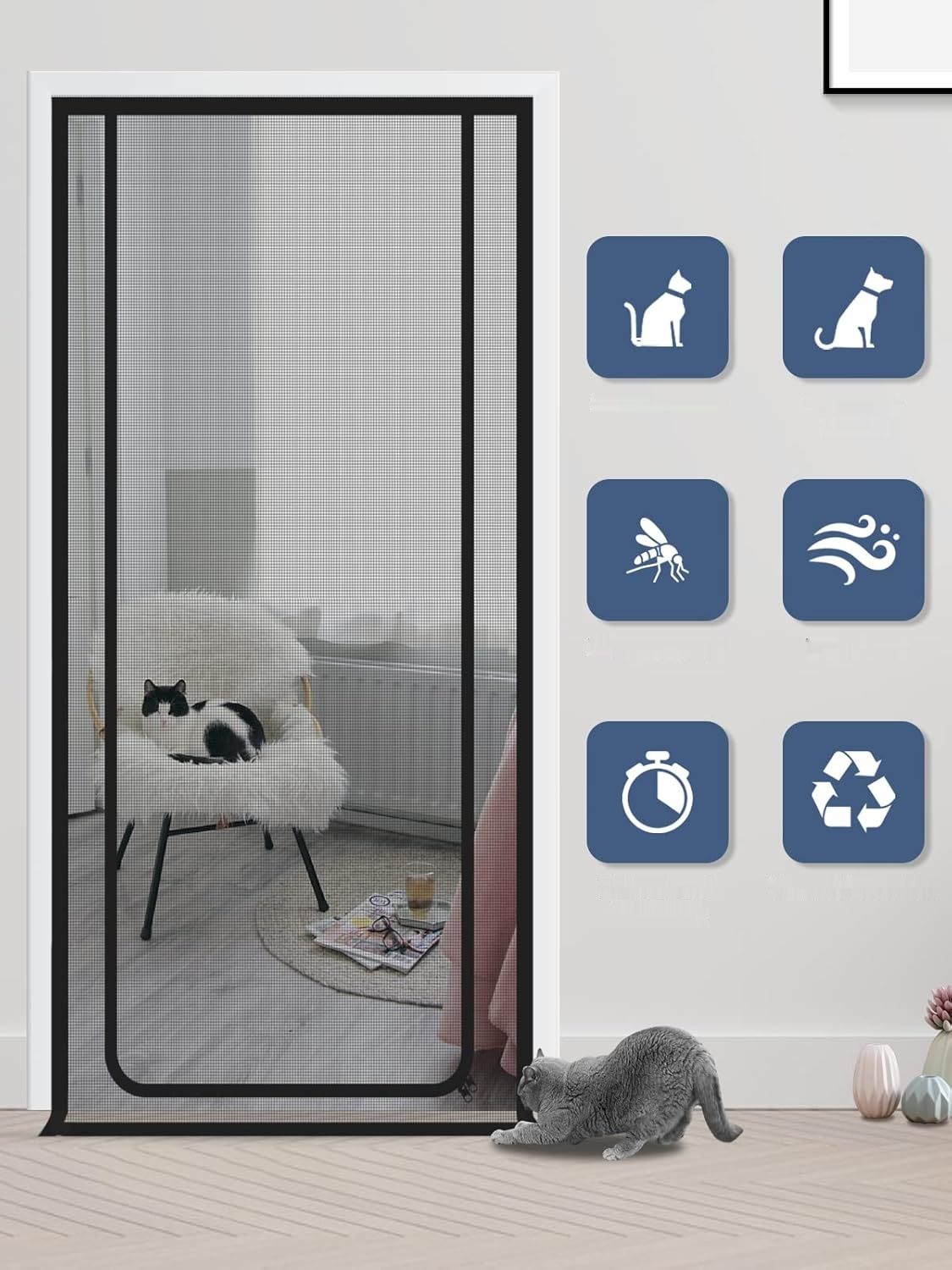 Moskitiera drzwiowa dla kotów – siatka na balkon, drzwiowa moskitiera