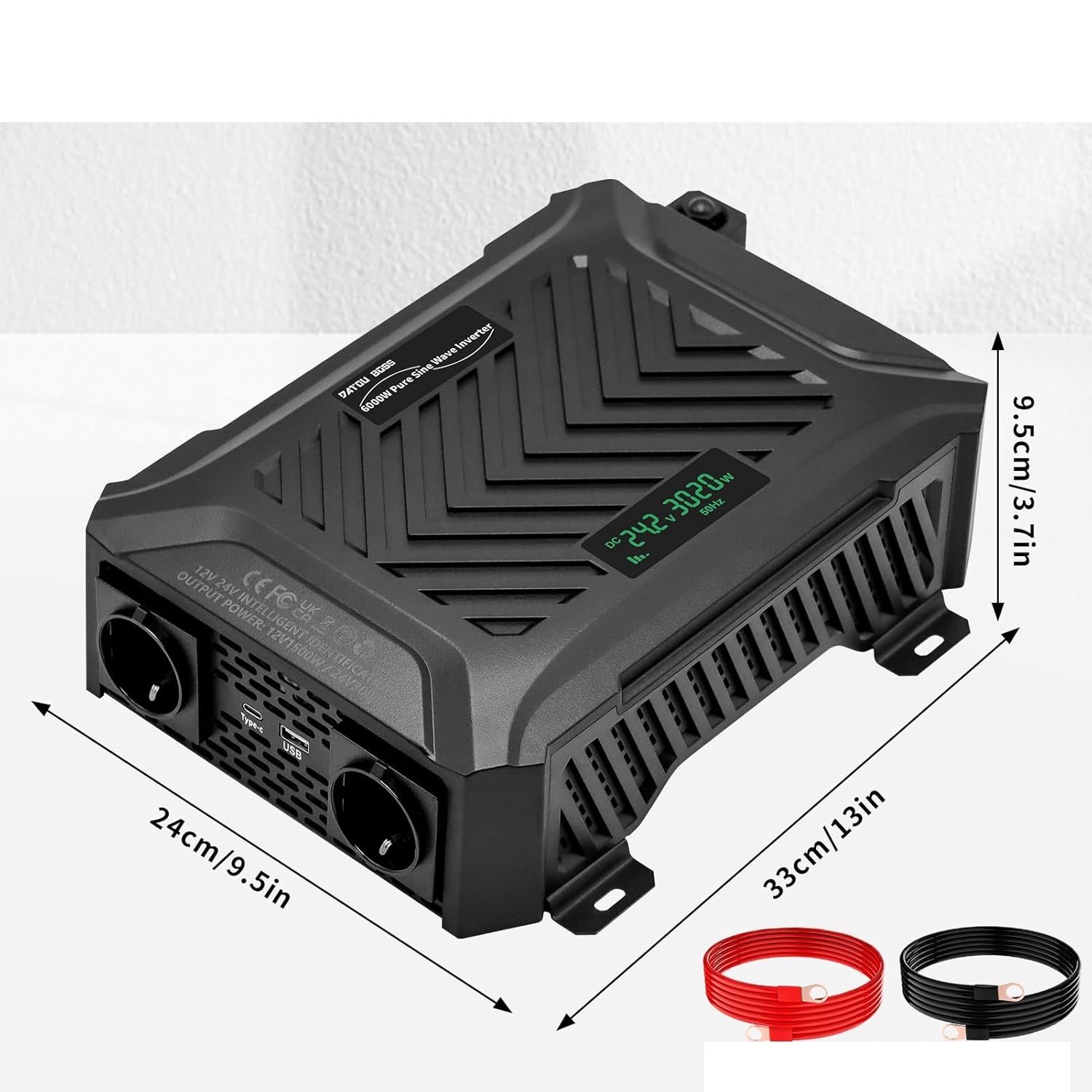 DATOUBOSS TY-PSW-6000 – Przetwornica sinusoidalna 12V/24V na 220–230V, 3000W/6000W