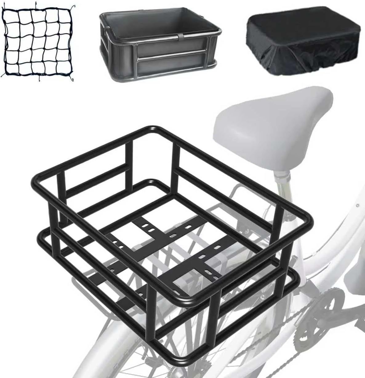 Kosz rowerowy tylny, duży metalowy kosz na bagażnik 20 l