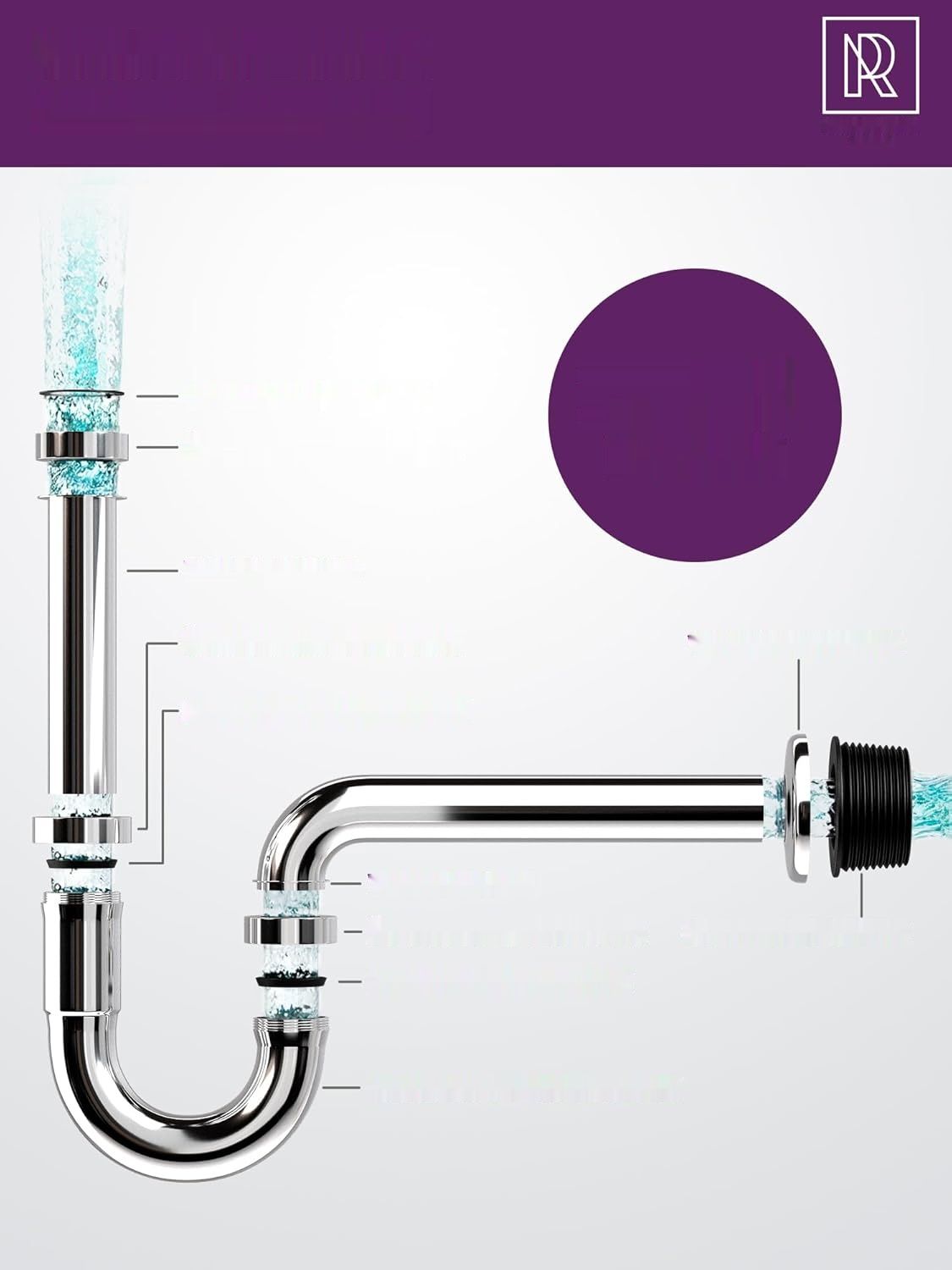 Syfon do umywalki 1 1/4" rozmiar L – regulowany na wysokość syfon ruro