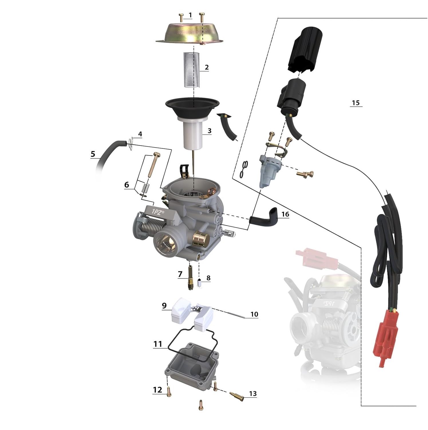 Carburator 1PZ F6C-P24 PD24J do silników GY6 125cc 150cc z zestawem kolektora dolotowego