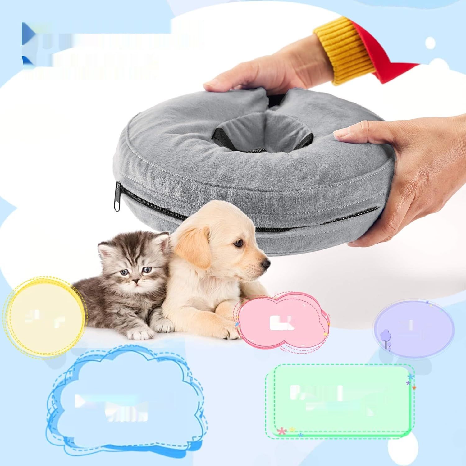 Nadmuchiwana obroża ochronna dla psa, regulowany kołnierz przeciw lizn