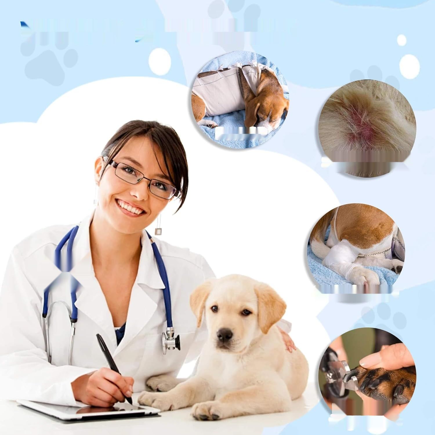 Nadmuchiwana obroża ochronna dla psa, regulowany kołnierz przeciw lizn