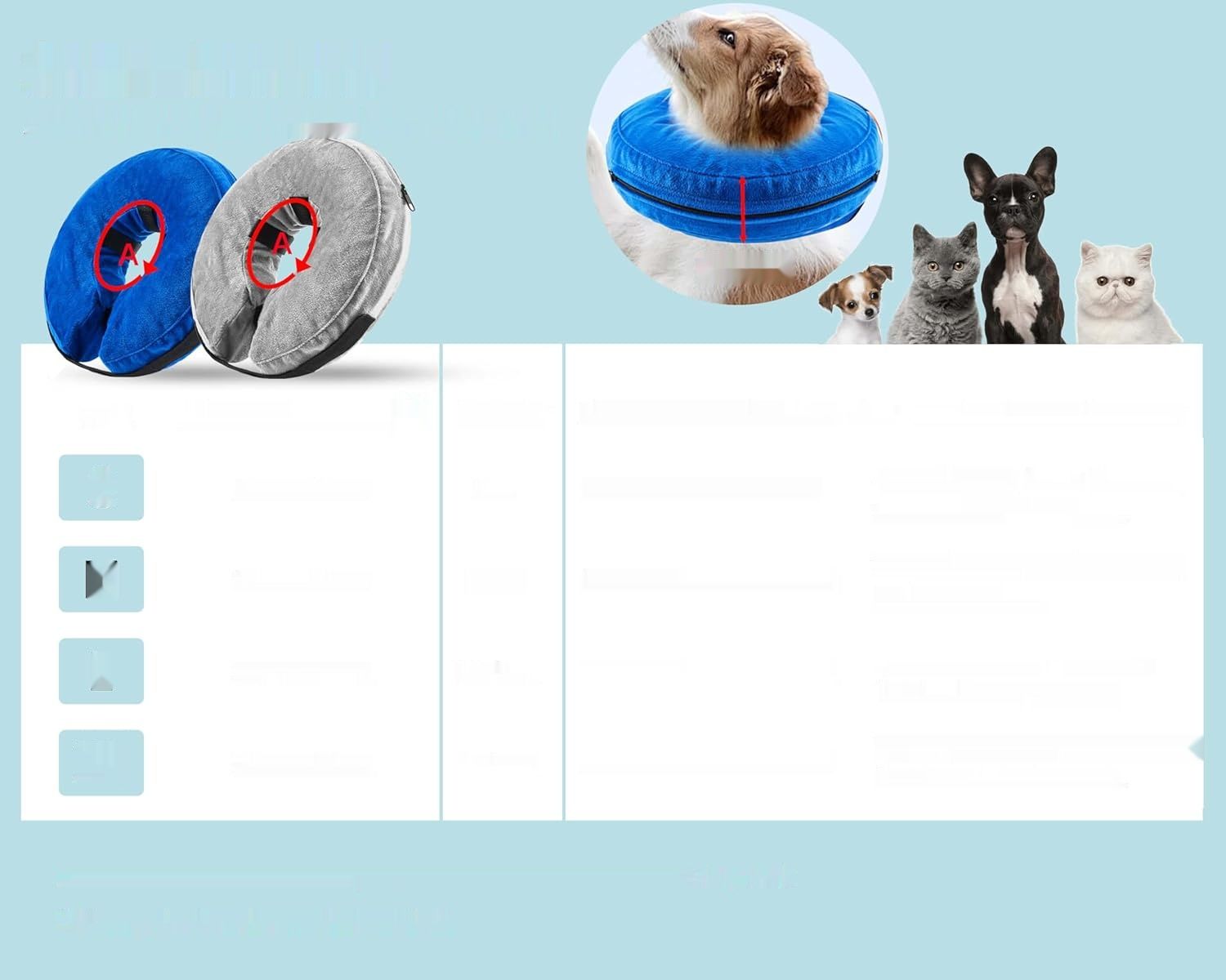 Nadmuchiwana obroża ochronna dla psa, regulowany kołnierz przeciw lizn