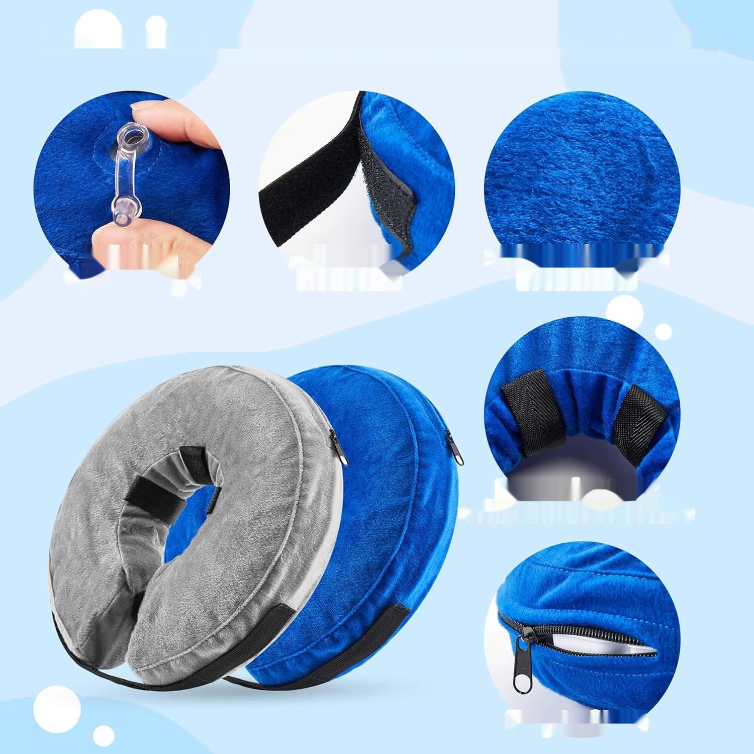 Nadmuchiwana obroża ochronna dla psa, regulowany kołnierz przeciw lizn