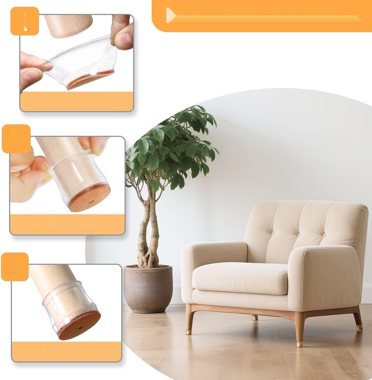 20 okrągłych silikonowych nakładek na krzesła, przezroczyste osłonki n