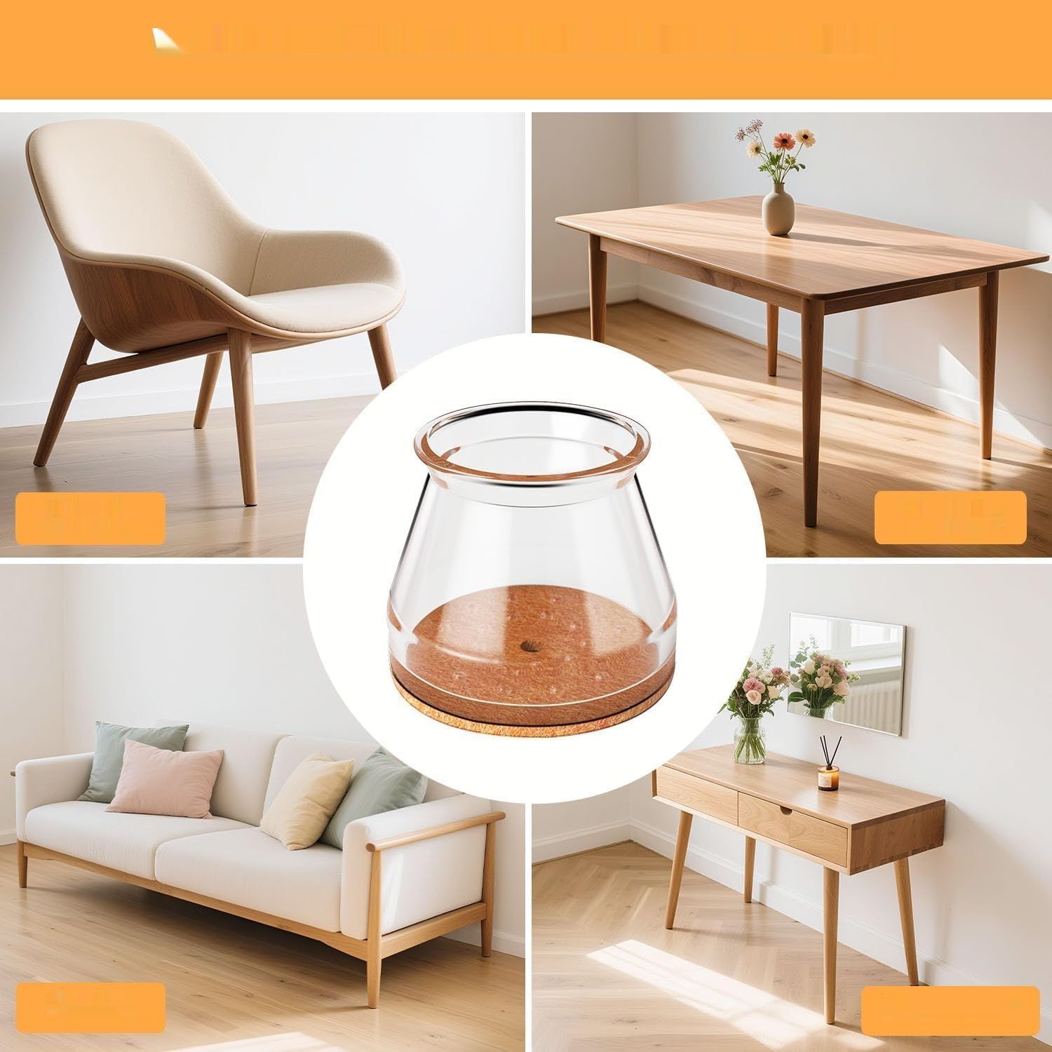 20 okrągłych silikonowych nakładek na krzesła, przezroczyste osłonki n