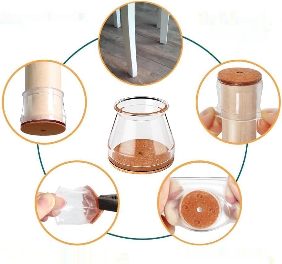 20 okrągłych silikonowych nakładek na krzesła, przezroczyste osłonki n