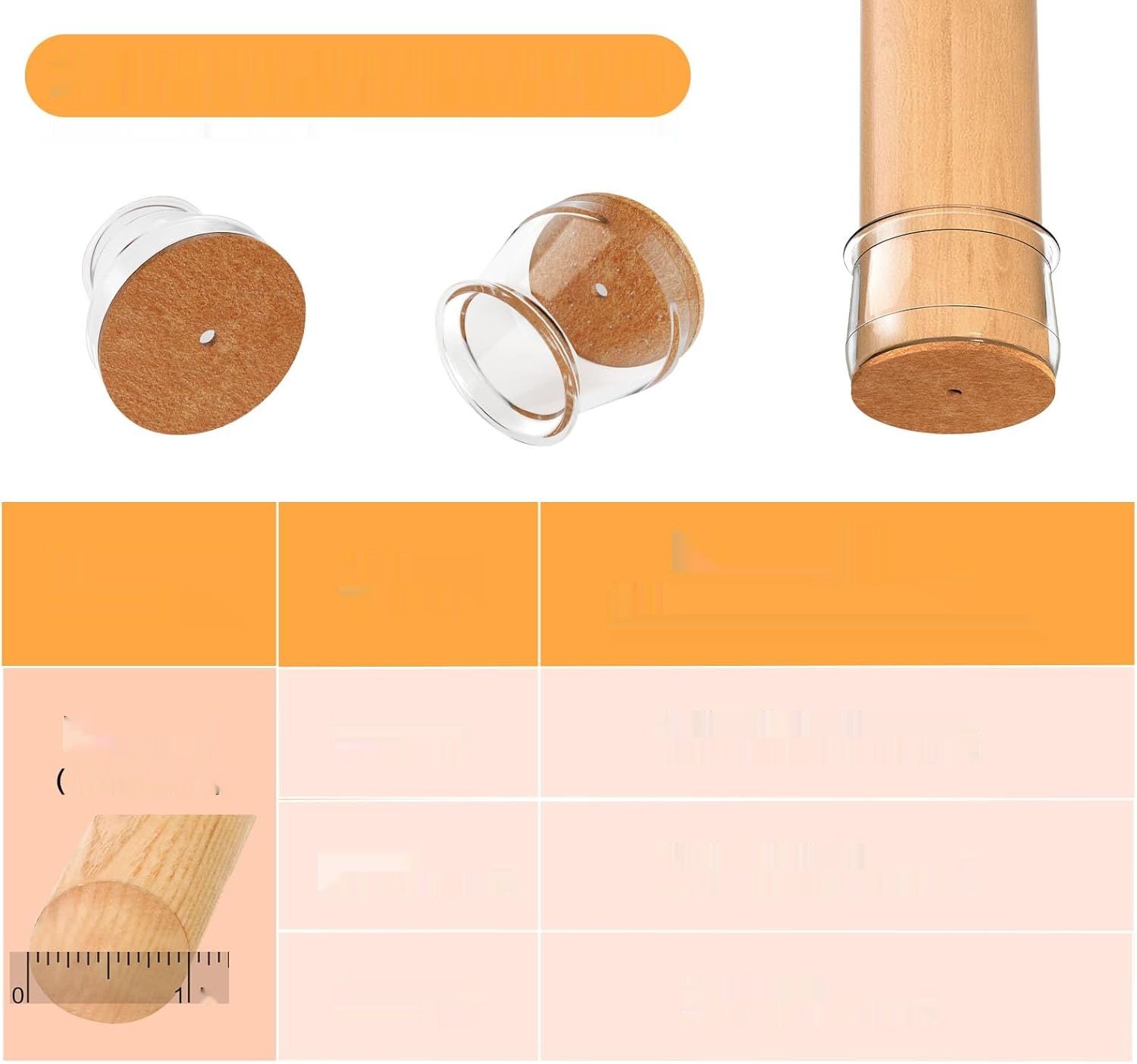 20 okrągłych silikonowych nakładek na krzesła, przezroczyste osłonki n