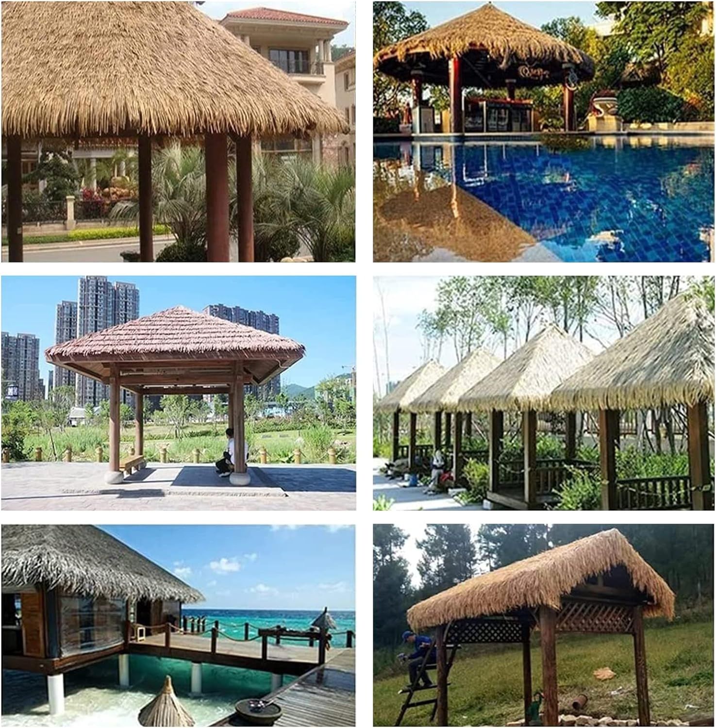 Syntetyczne panele dachowe z trawy palmowej 10 m, kolor słomy