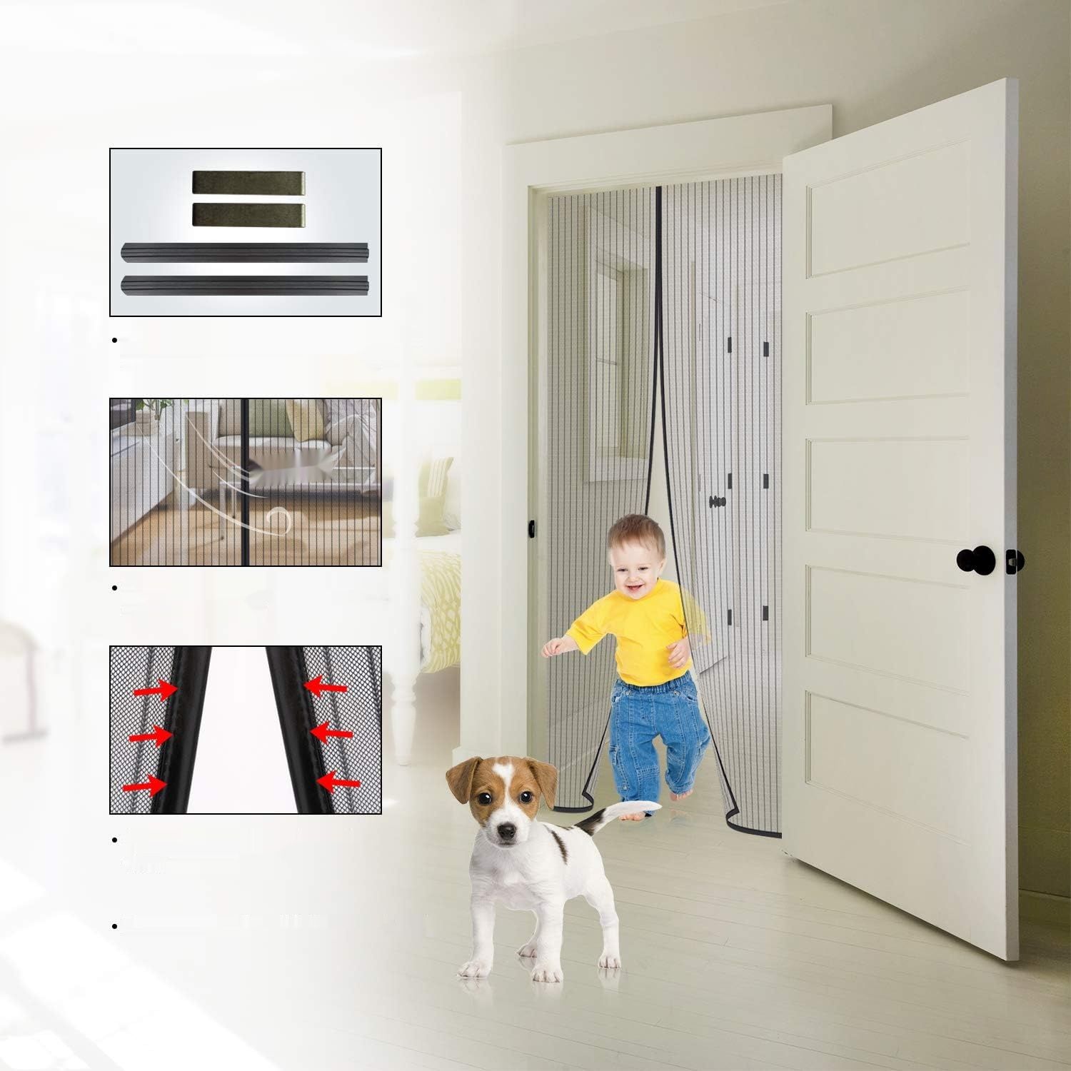 MYCARBON Moskitiera magnetyczna na drzwi przesuwne 120 x 240 cm, czarna