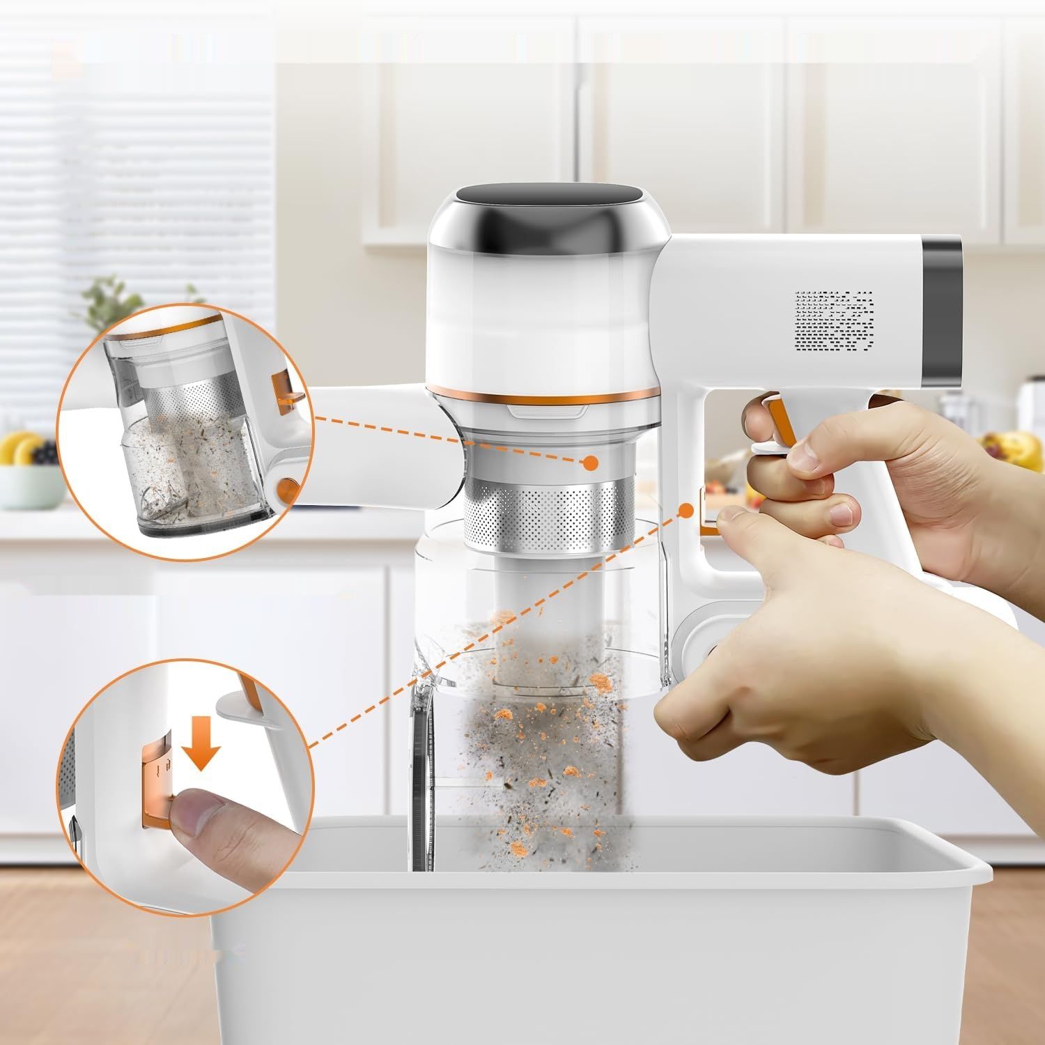 Odkurzacz bezprzewodowy Tikom V500 6 w 1, 450 W / 40 KPa, biały