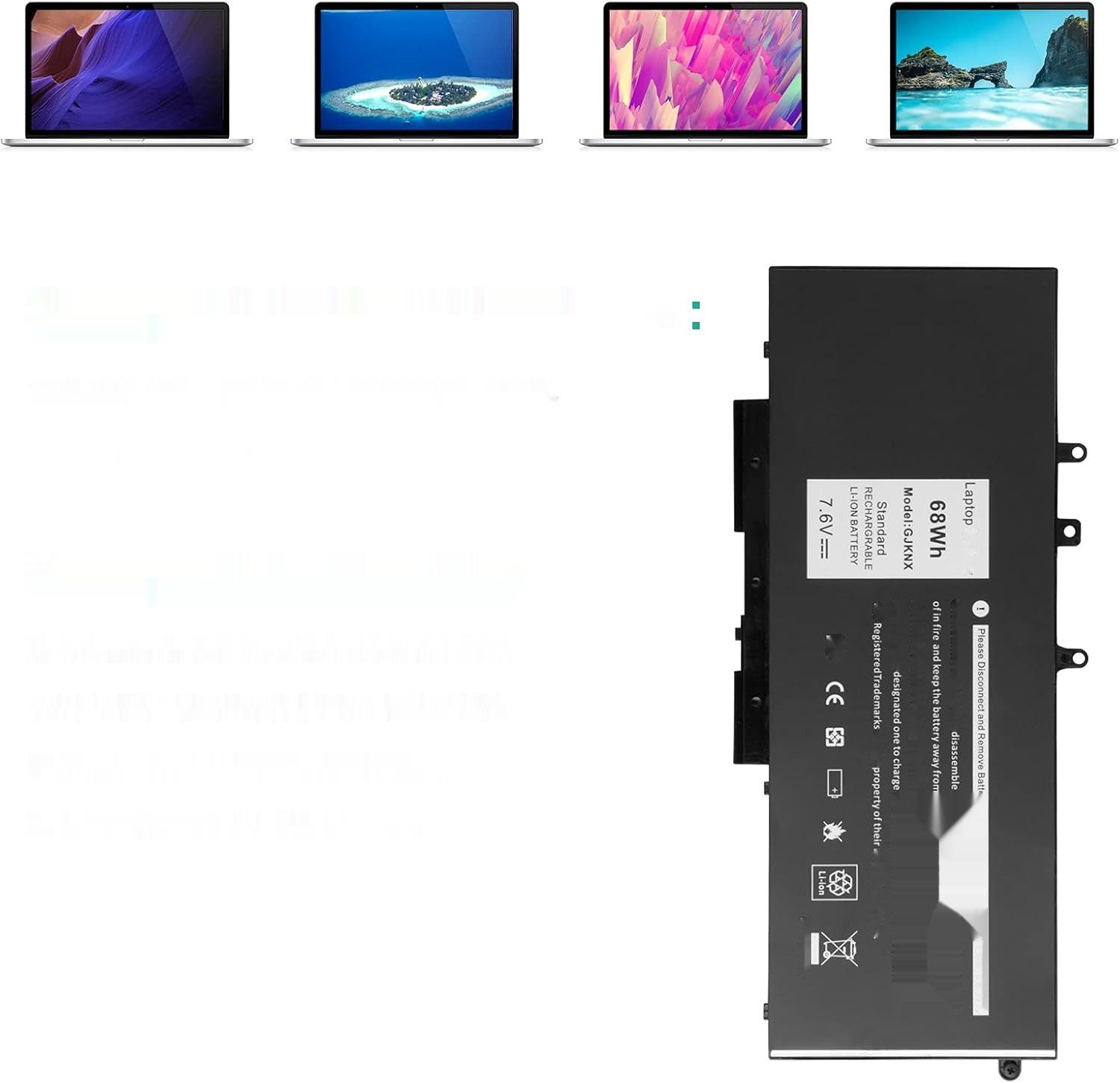 ASUNCELL 68Wh 8500mAh GJKNX Bateria do DELL Latitude 5480 5580 5280 28