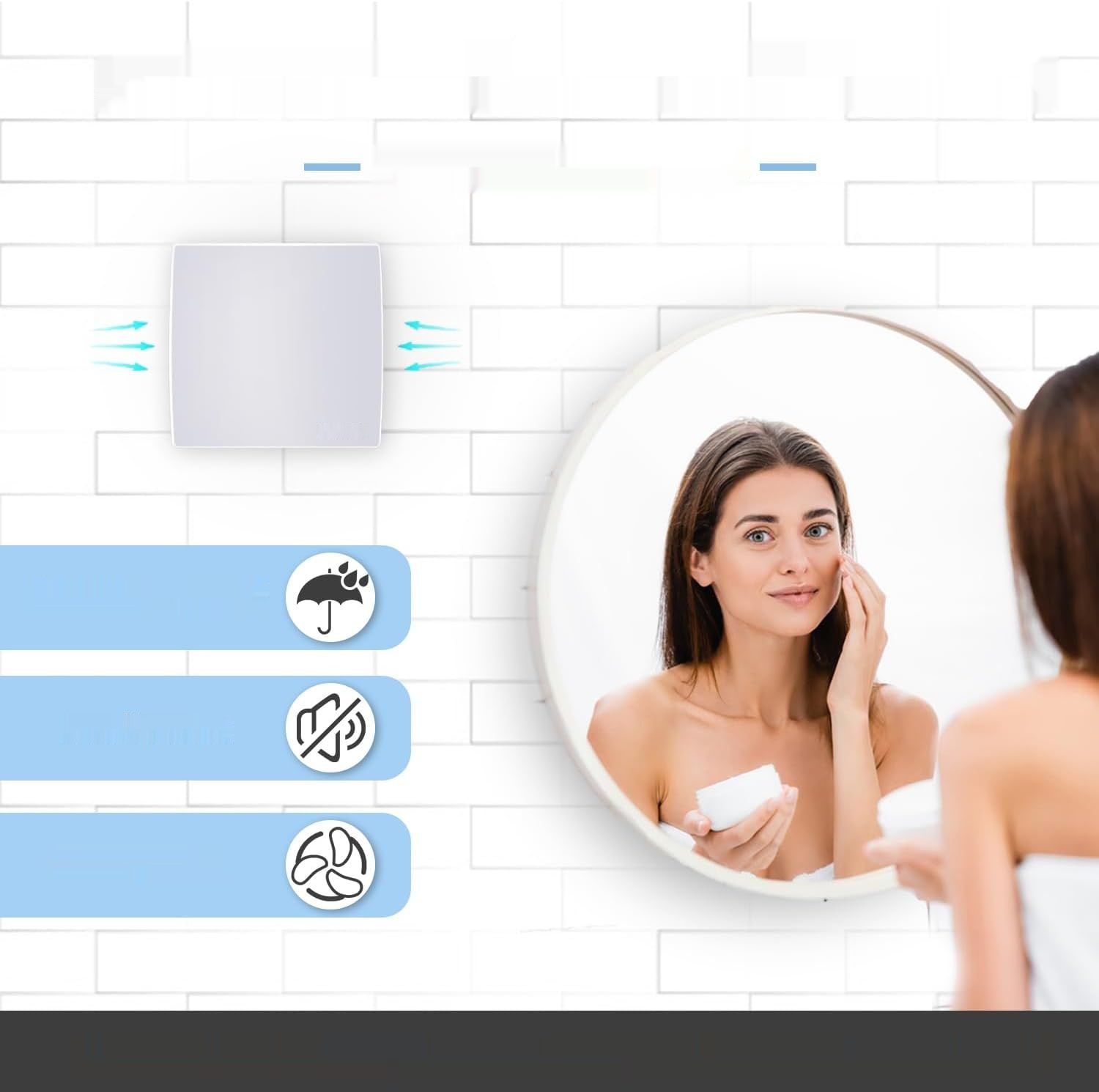 Wentylator łazienkowy 100 mm 108 m³/h, 12 W, cichy wyciąg, ściennywent