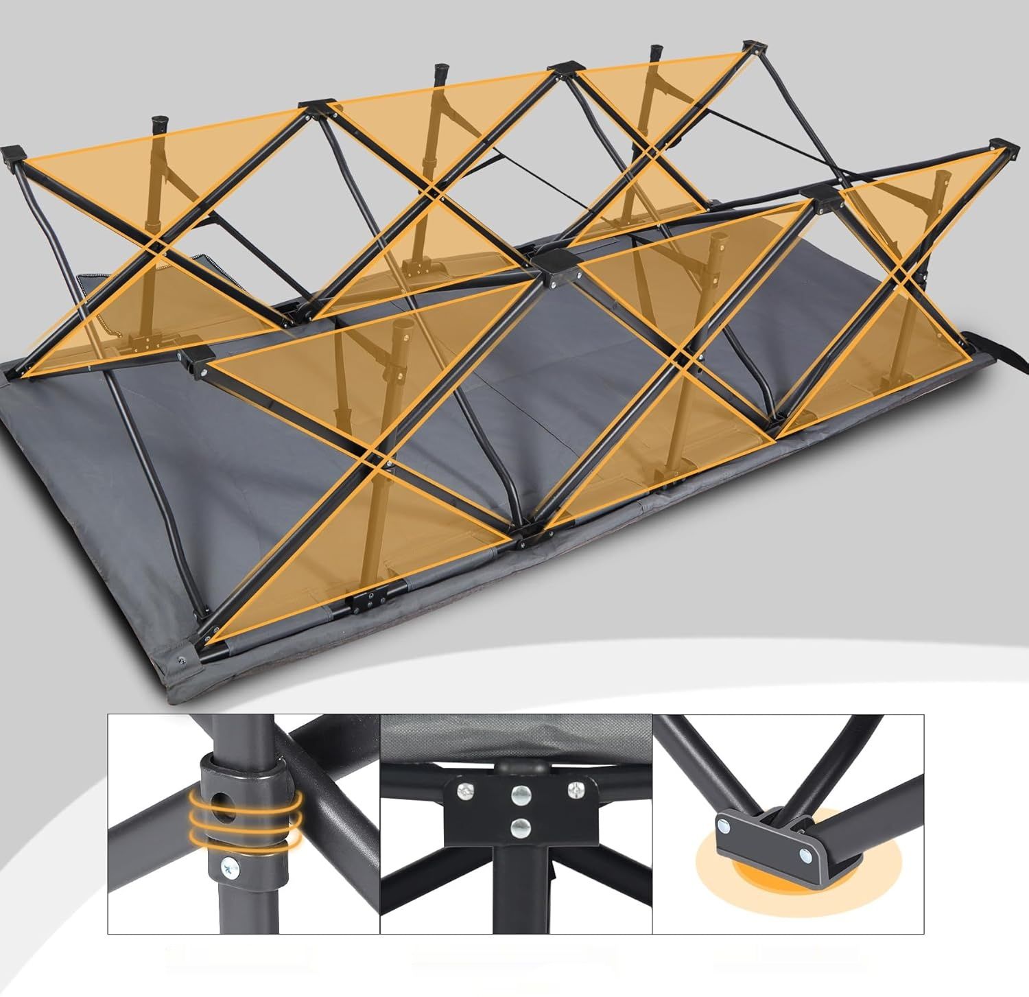 REDCAMP szerokie łóżko turystyczne składane z materacem, szare