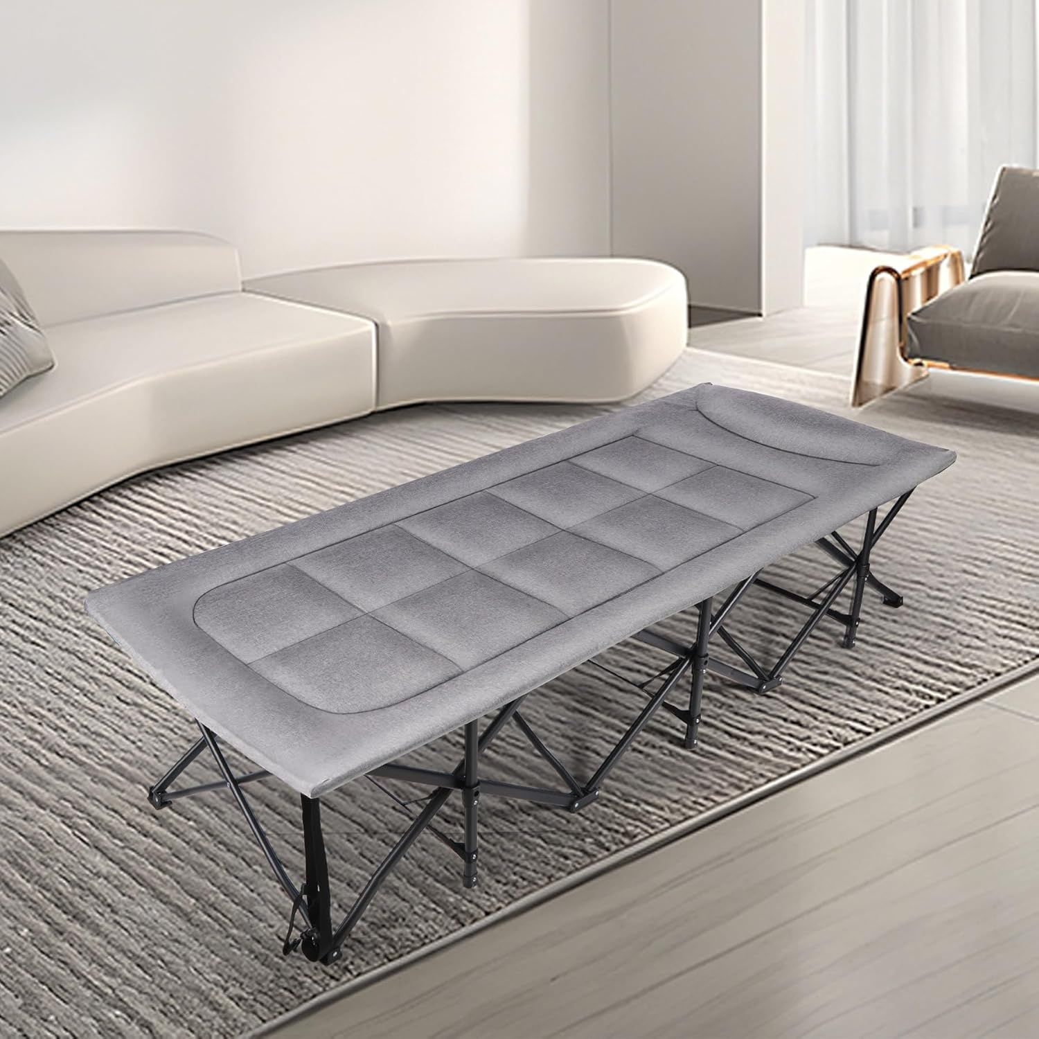 REDCAMP szerokie łóżko turystyczne składane z materacem, szare