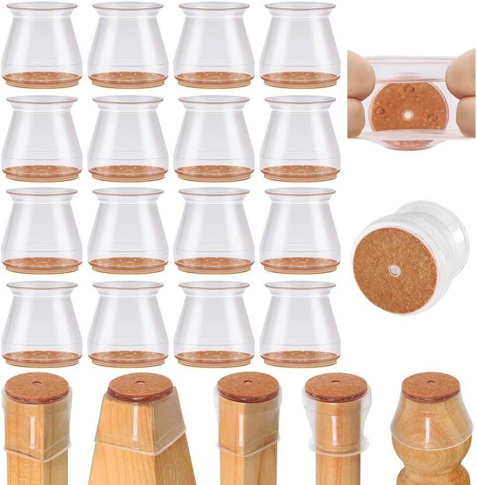 Silikonowe ochraniacze na nogi krzeseł z filcem, 32 szt.