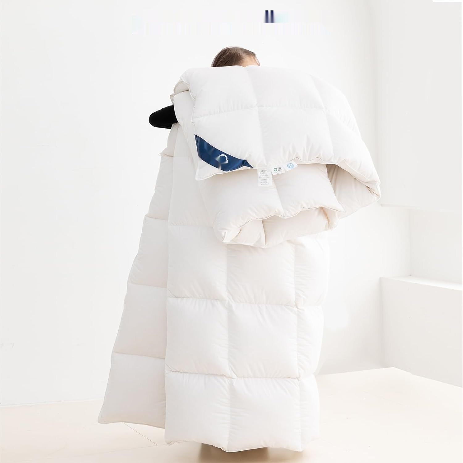 Kołdra puchowa 200x200 całoroczna, ciepła, z poszyciem 100% bawełnianm