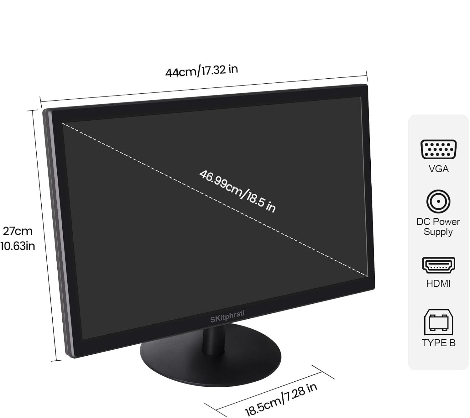 18,5-calowy monitor TN, ekran dotykowy 1366 x 768, 75 Hz