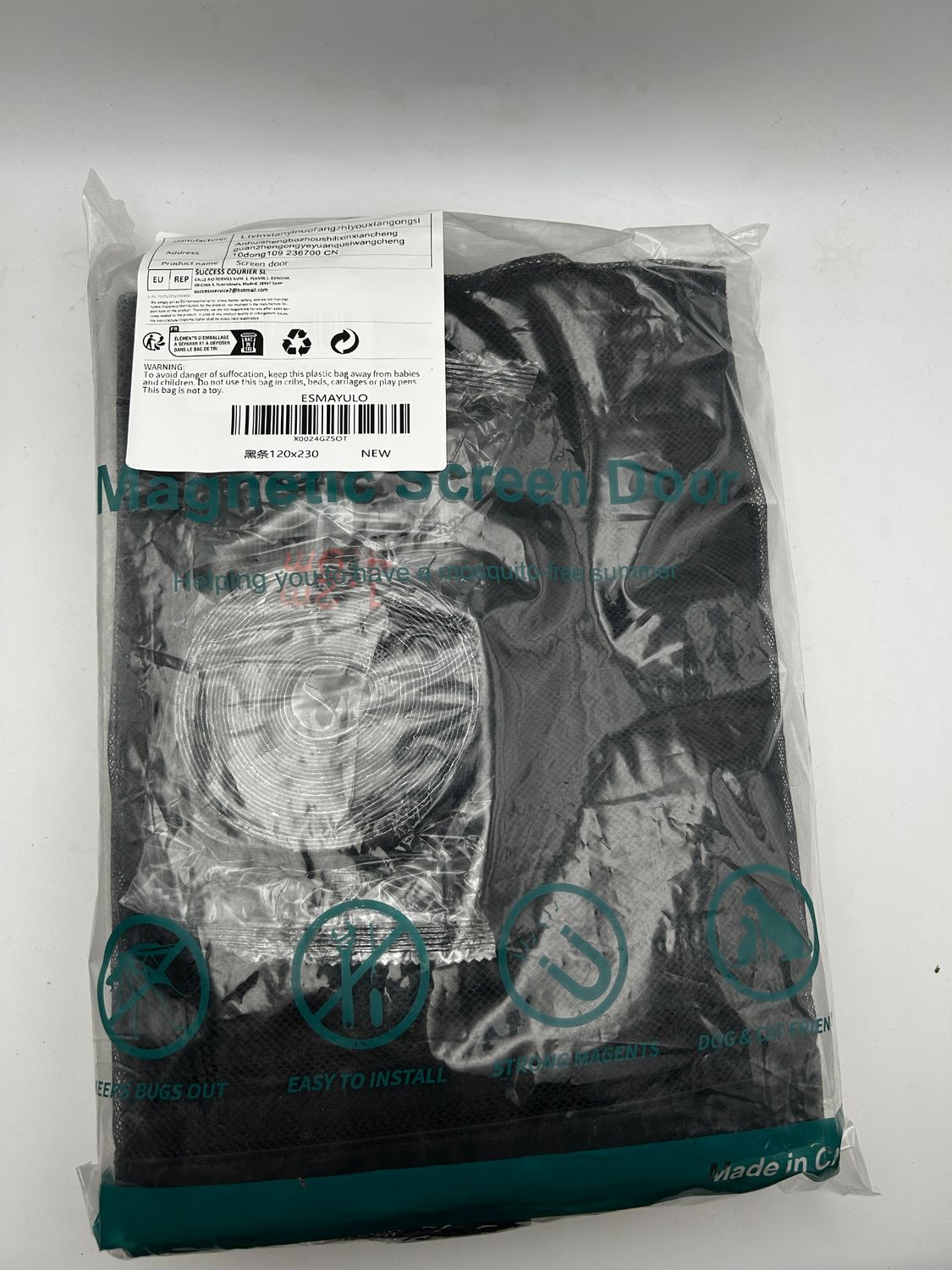 MYCARBON Magnetyczna moskitiera na okno przeciw komarom, muchom, owadom (120 x 230 cm, czarna)