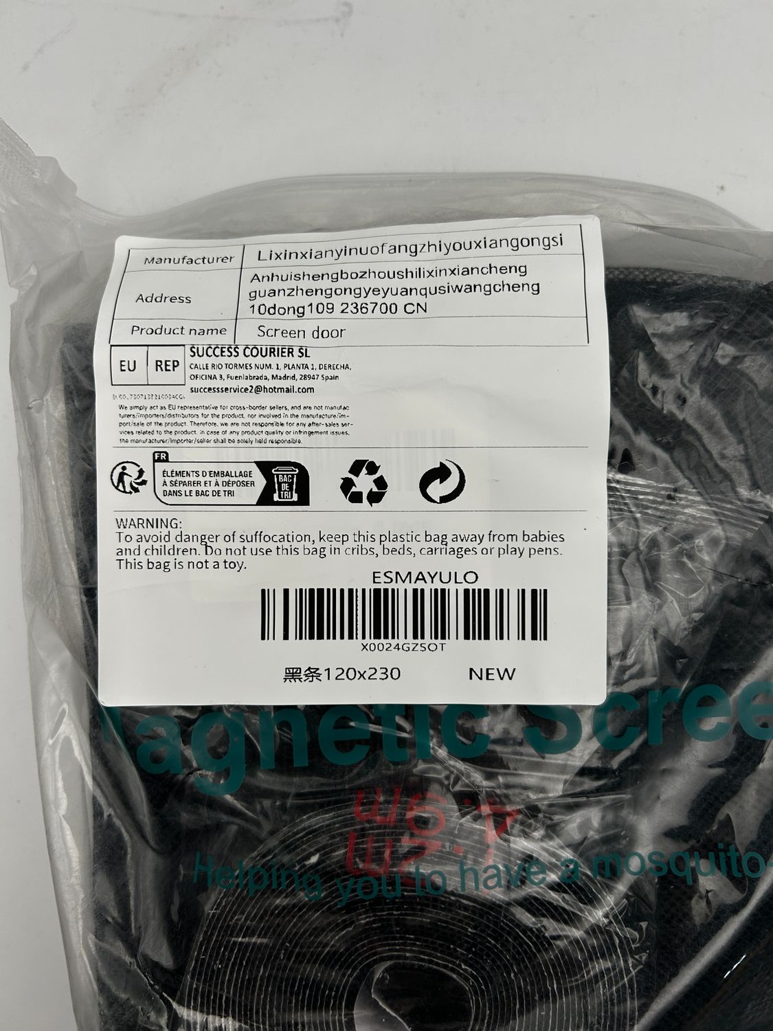 MYCARBON Magnetyczna moskitiera na okno przeciw komarom, muchom, owadom (120 x 230 cm, czarna)