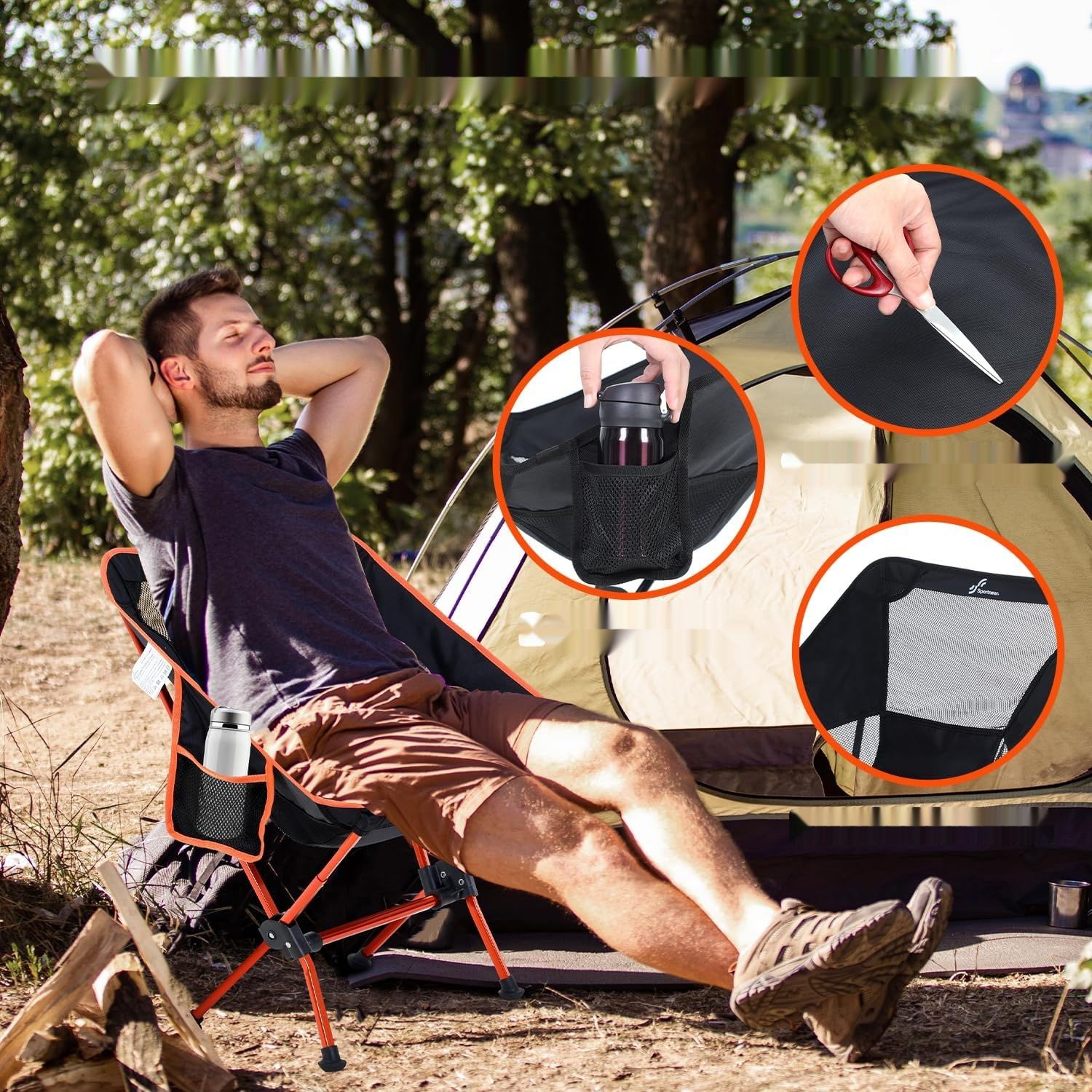 изменить цвет на черный.   Składane krzesło campingowe, krzesło turystyczne o małych wymiarach po