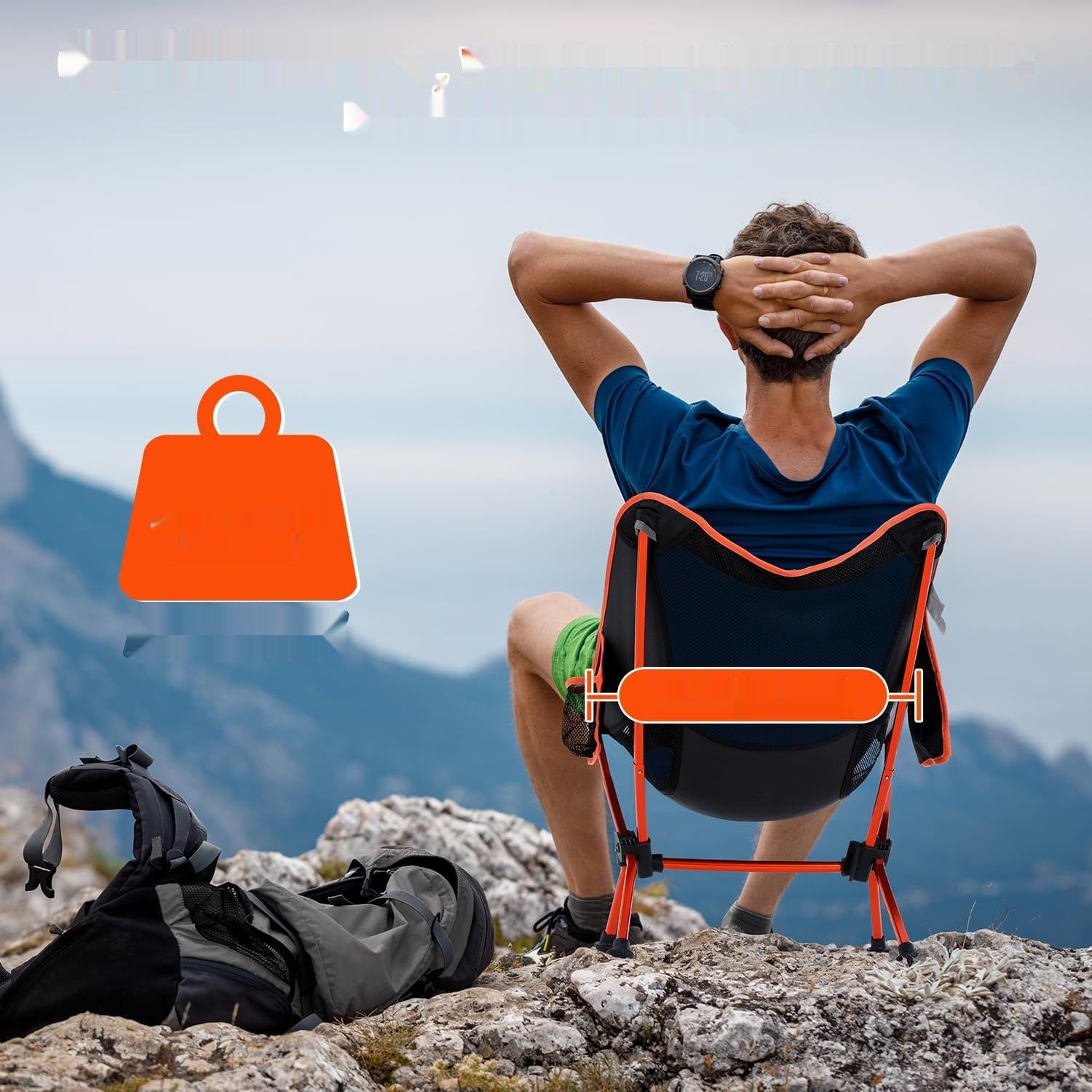 изменить цвет на черный.   Składane krzesło campingowe, krzesło turystyczne o małych wymiarach po