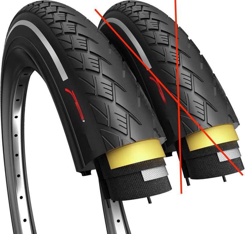Fincci Roam opony rowerowe 700x35 – para odblaskowych opon z 3 mm ochr