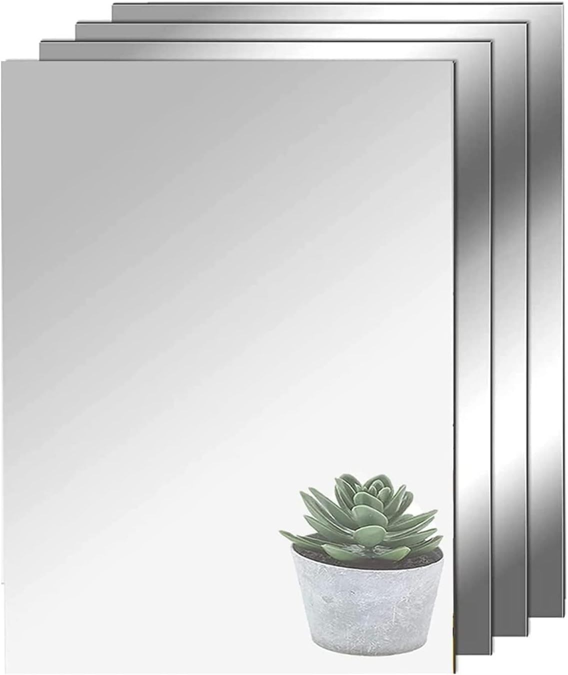 4 samoprzylepne lustrzane panele ścienne do salonu, dekoracyjne lustro