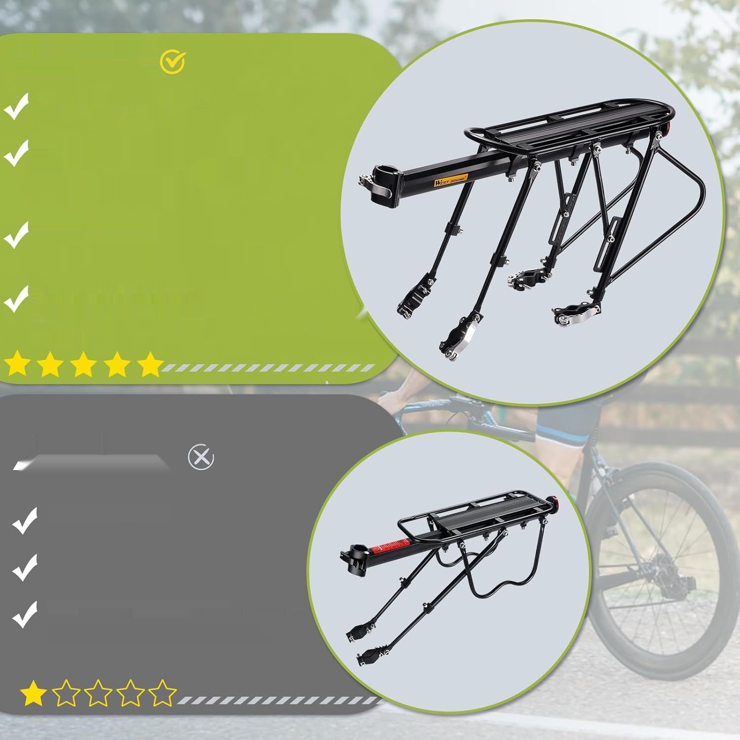 CHIMONA bagażnik rowerowy, szybkozamykacz, podwójna regulowana szyna,