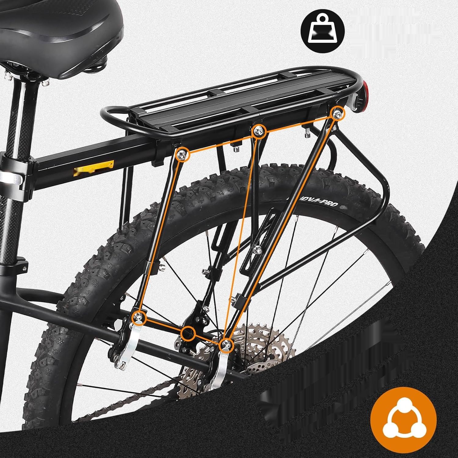 CHIMONA bagażnik rowerowy, szybkozamykacz, podwójna regulowana szyna,