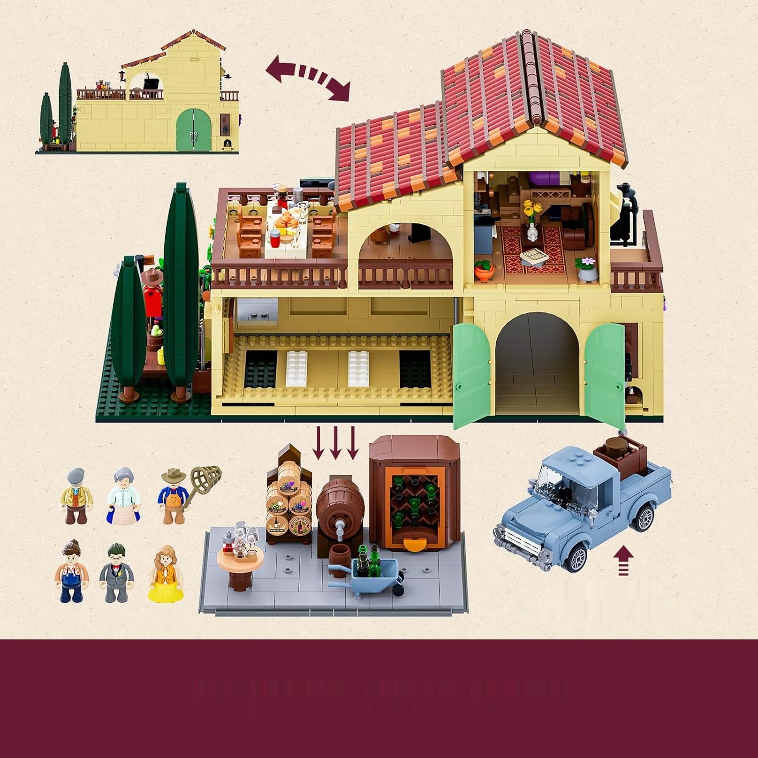 Zestaw Klocków z Oświetleniem „Toskańska Winnica” – 2800 El