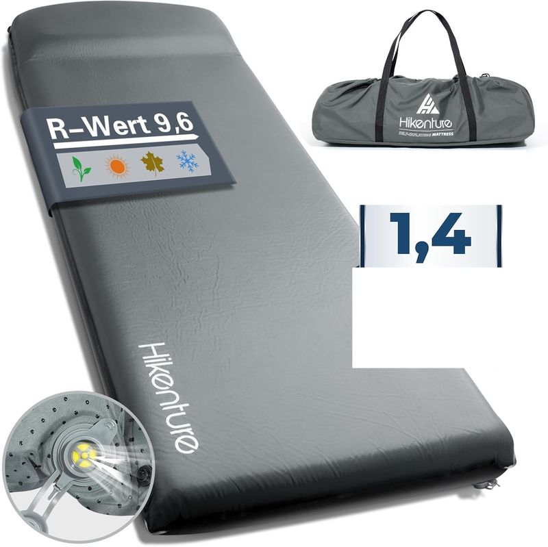 HIKENTURE Samopompująca się karimata 8 cm – materac kempingowy A1