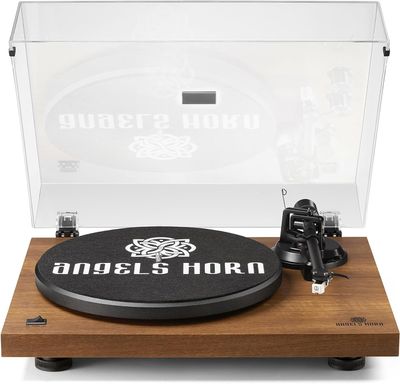 ANGELS HORN – gramofon Bluetooth z przedwzmacniaczem, napęd paskowy, 33/45 RPM