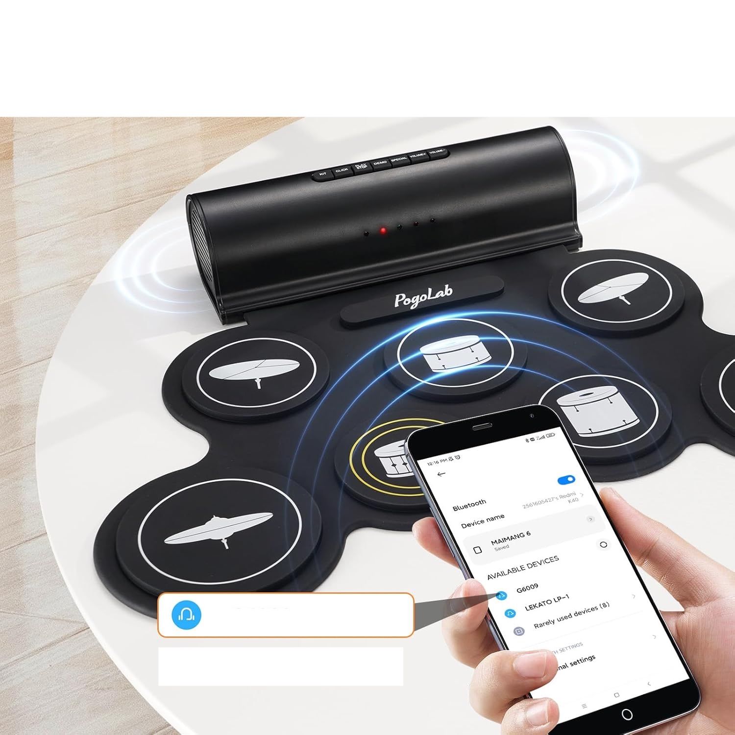 POGOLAB Elektroniczny Zestaw Perkusyjny 7 Padów z Bluetooth