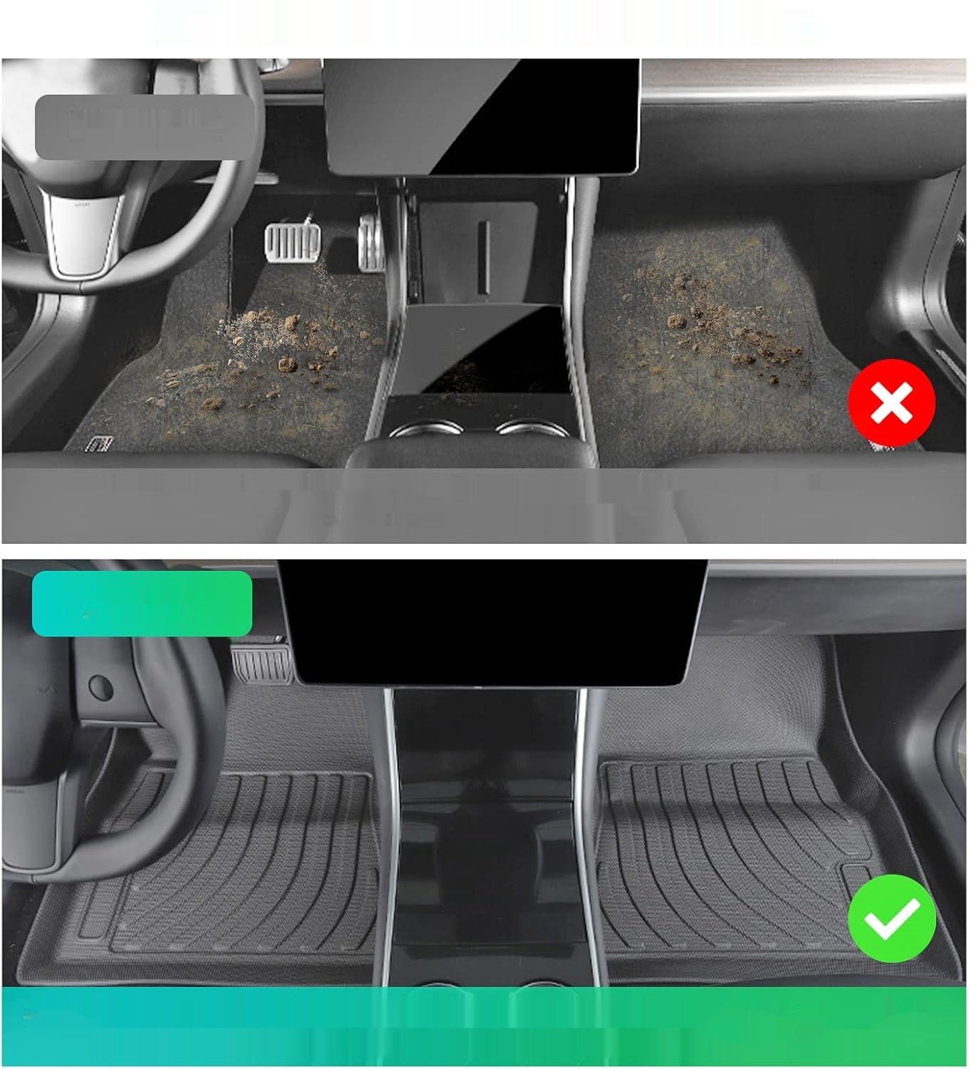 GAFAT Gumowe dywaniki do Tesla Model 3 2017-2022 / 2023 / 2024+ (Highland, Performance)