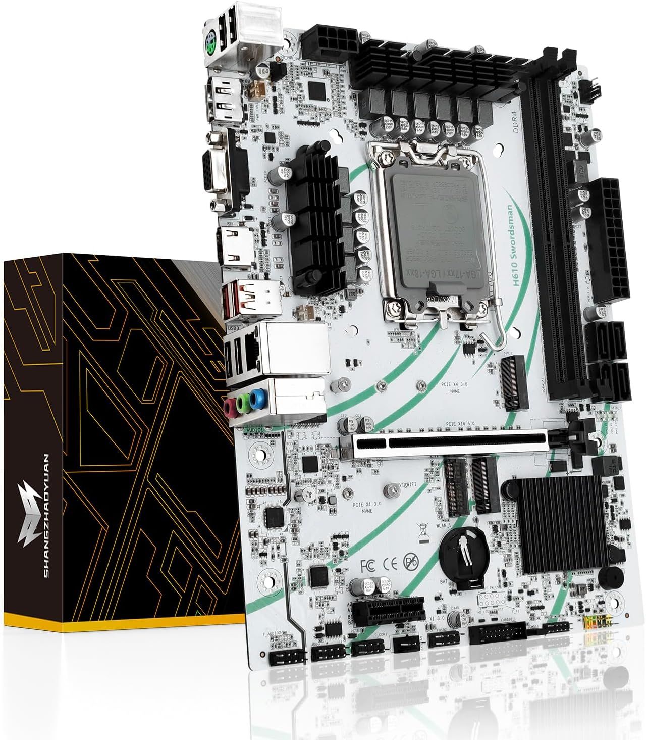 Płyta główna SHANGZHAOYUAN H610 LGA 1700 (μATX, 2×DDR4, SATA 3.0, USB