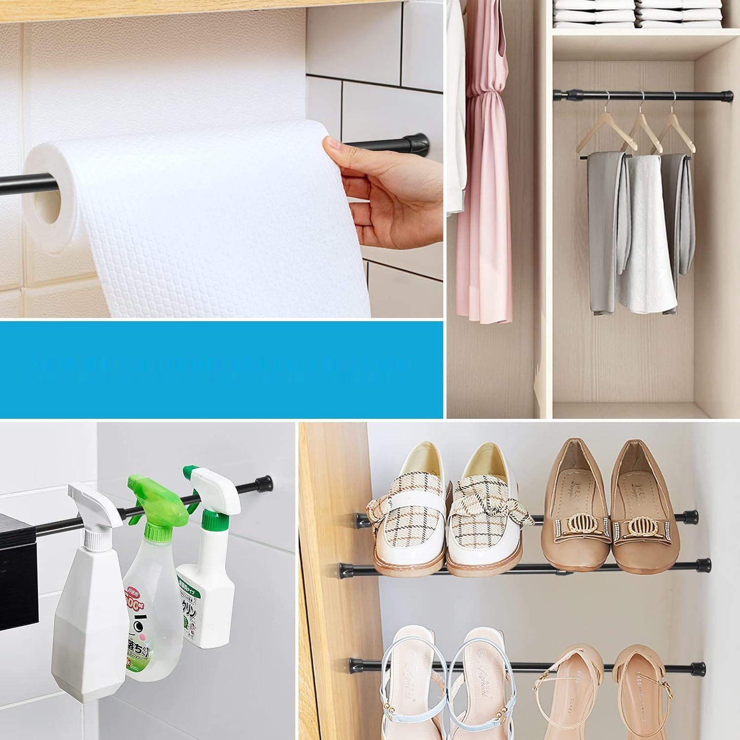 6 sztuk drążków teleskopowych, Goowin 30–50 cm, drążek rozporowy