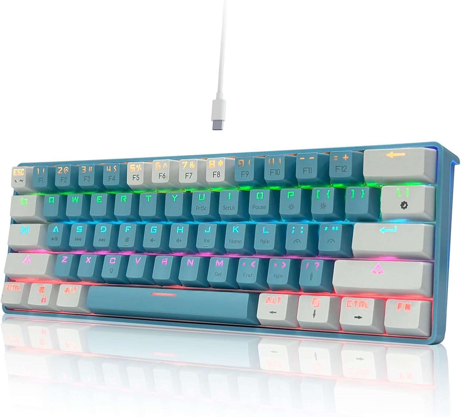 Gaming Tastatur 60% MK61 Blue – mechaniczna klawiatura RGB z czerwonymi przełącznikami
