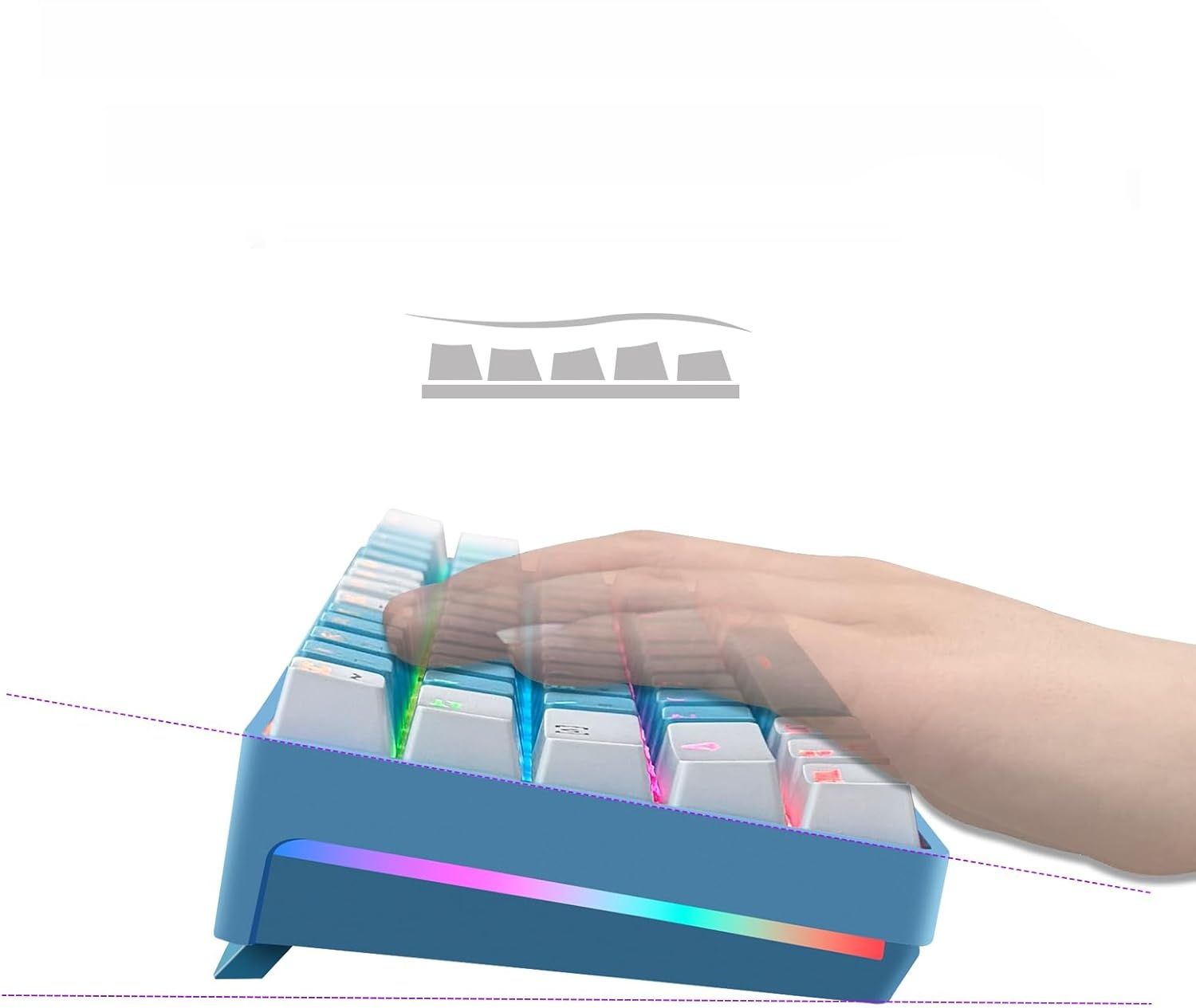 Gaming Tastatur 60% MK61 Blue – mechaniczna klawiatura RGB z czerwonymi przełącznikami